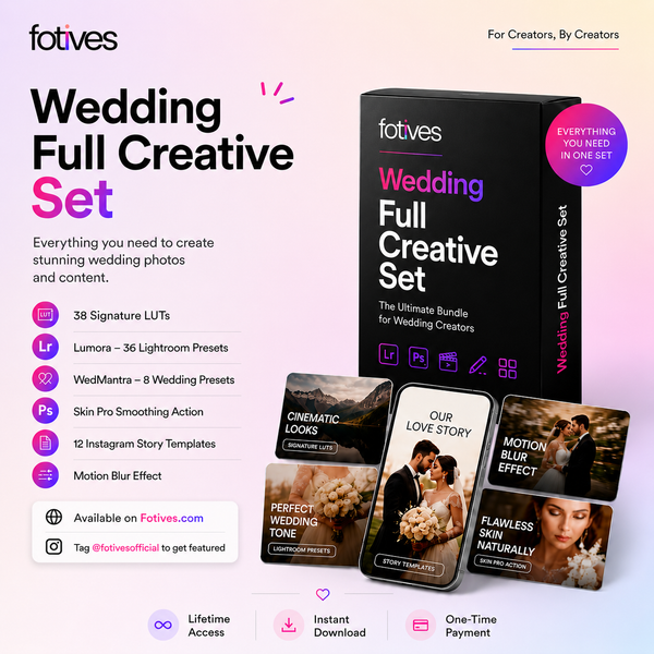 Full Creative Set (Signature LUTs, 2 Preset Packs, Skin Smooth, Insta Story PSD, Motion Blur)