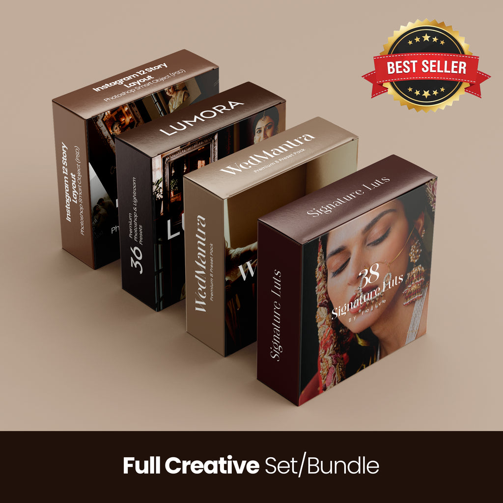 Full Creative Set (Signature LUTs, 2 Preset Packs, Skin Smooth, Insta Story PSD, Motion Blur)